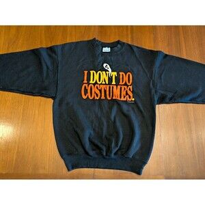Vintage Halloween Black Crewneck Pullover Fleece Sweatshirt I Don't Do Costumes
